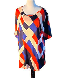 Beyond this Place Colorblock No Iron Tunic top or short dress Women size 2XL